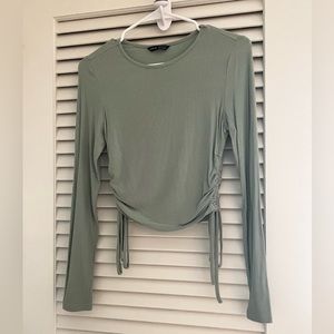 Shein Green Scrunch Shirt